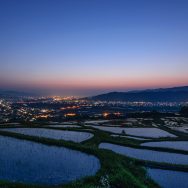 姨捨の棚田の夜景